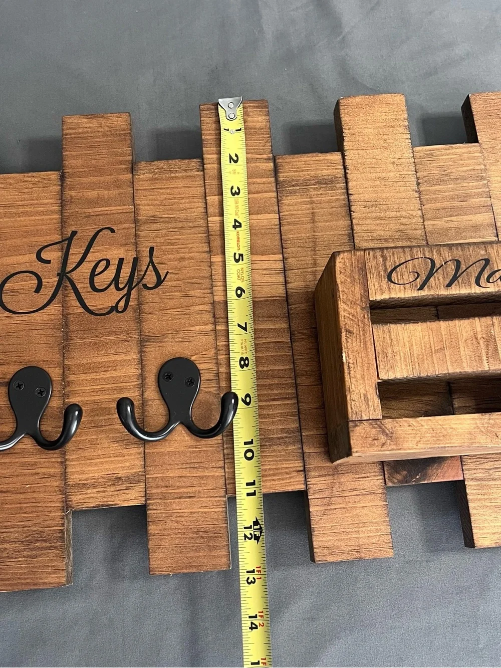 Hand Crafted Wooden Wall Mounted Key & Mail Holder Farmhouse 18x13”